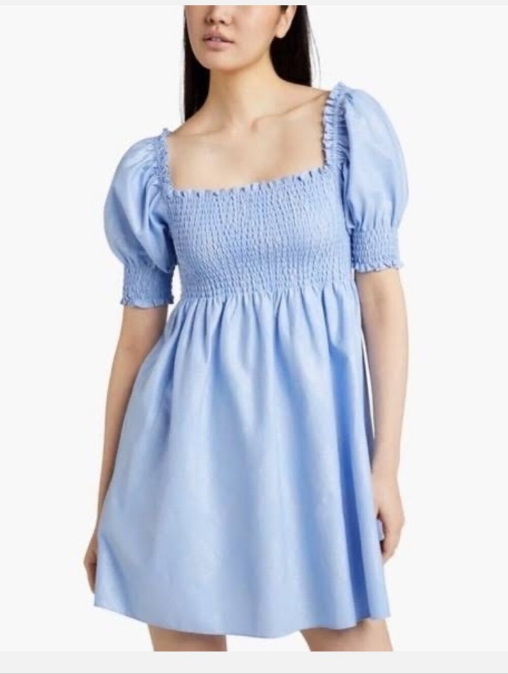 Hill House Athena Nap Dress Blue Glitter Check Silver Small NWT Babydoll Mini - Picture 2 of 7